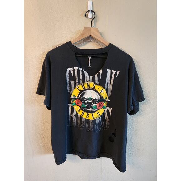 Allstyle Heavy Weight Tops - Guns N' Roses Rock band T-Shirt Women's SZ Large Distressed